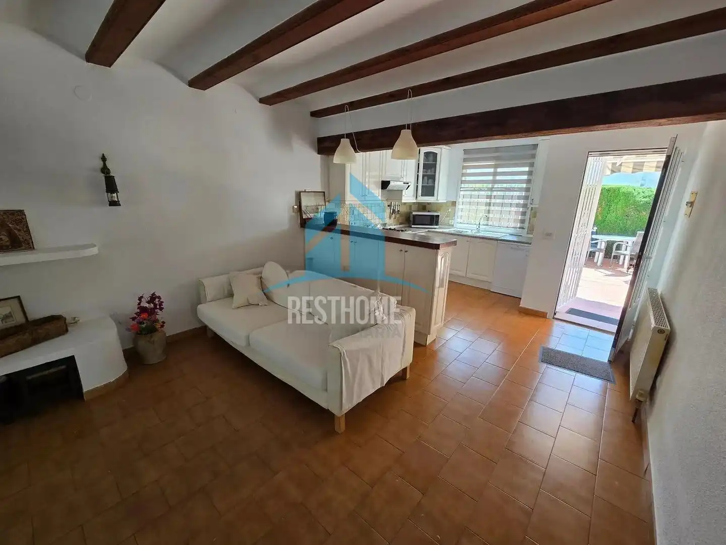 Sala de estar de Casa adosada en venta en Moraira con Aire acondicionado, Jardín privado y Terraza