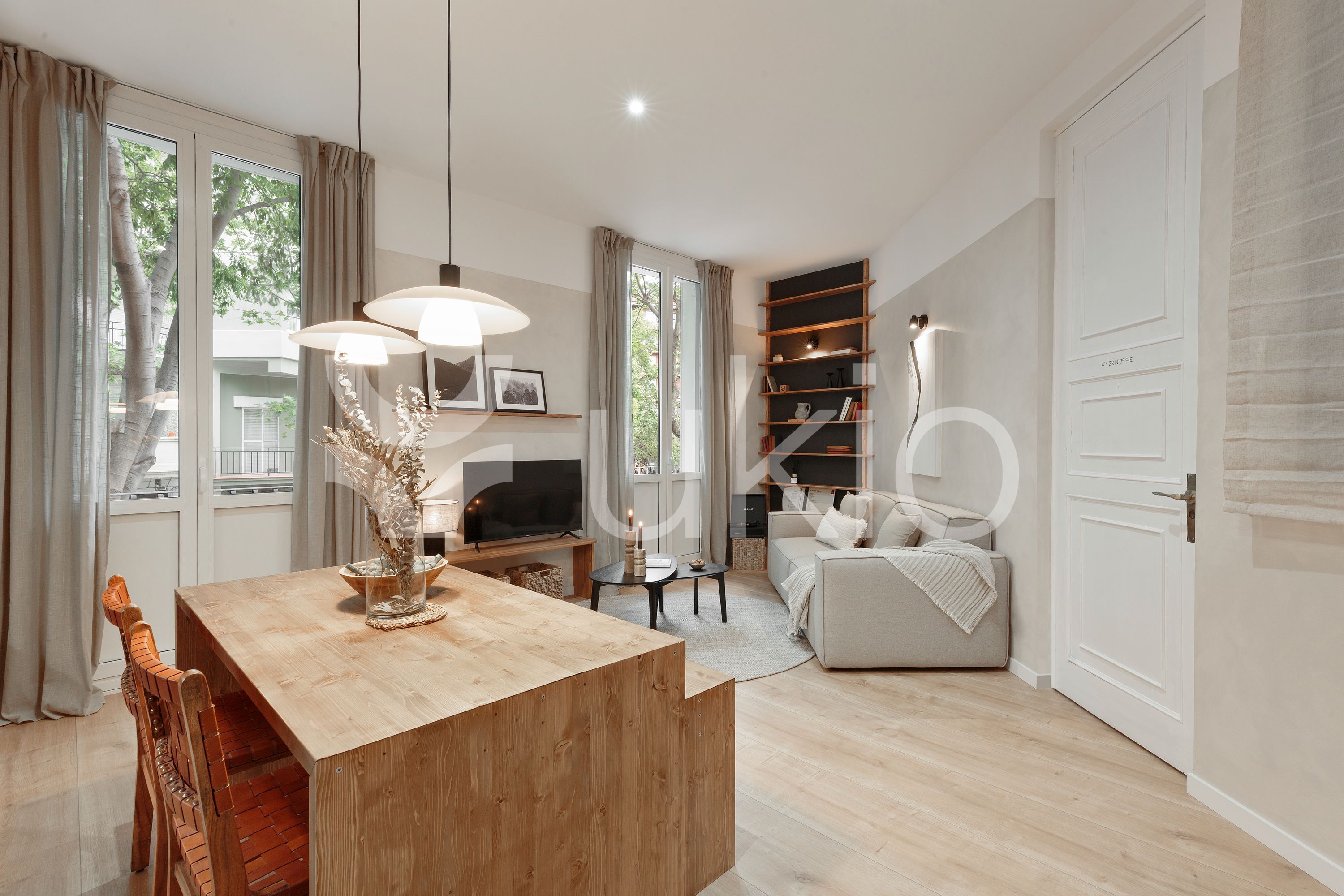 Wohnzimmer von Wohnungen zur Miete in  Barcelona Capital mit Klimaanlage, Heizung und Möbliert