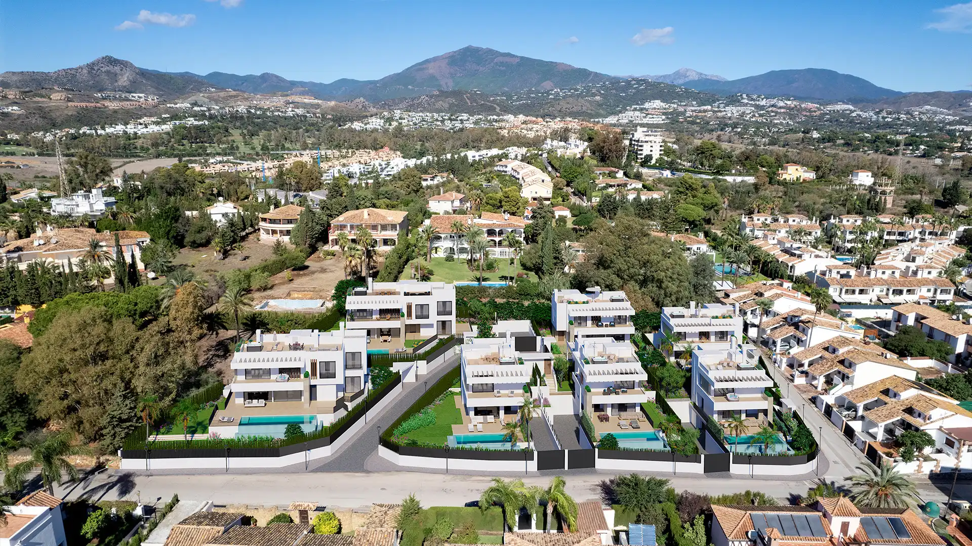 Vista exterior de Casa o xalet en venda en Estepona amb Aire condicionat, Jardí privat i Terrassa