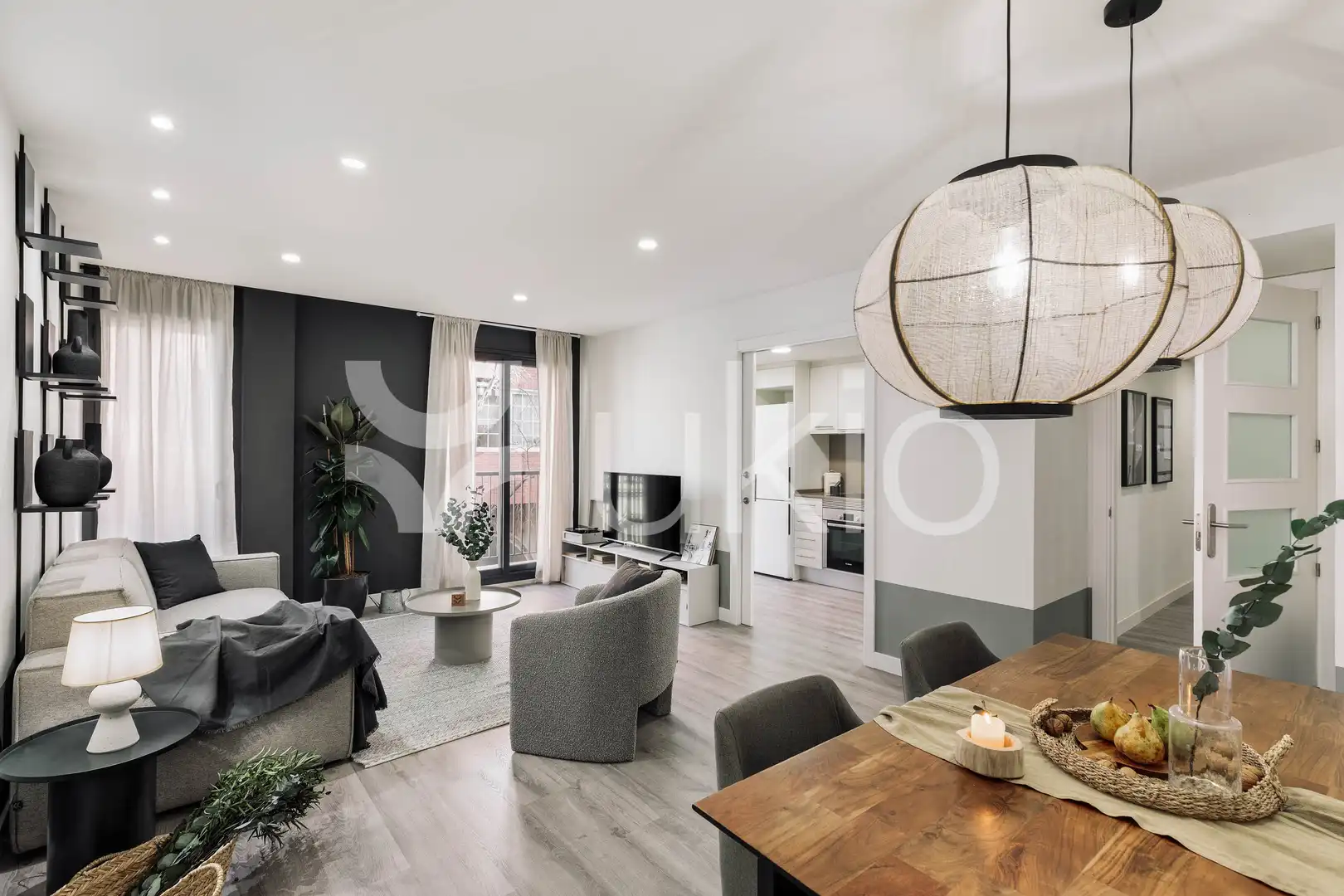 Sala de estar de Piso de alquiler en Barcelona con Aire acondicionado, Calefacción y Amueblado