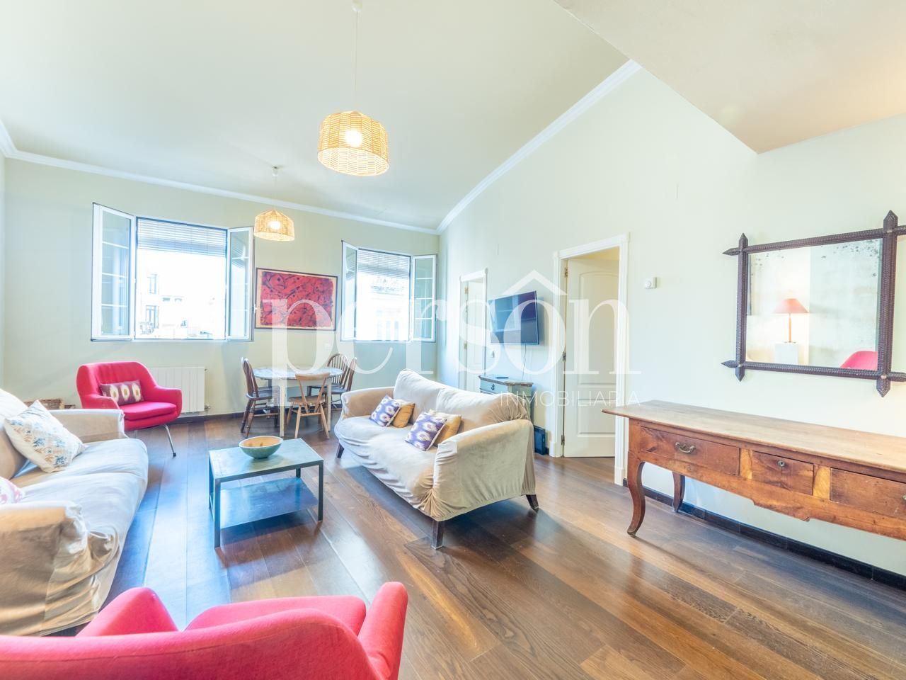 Sala d'estar de Àtic de lloguer en  Valencia Capital amb Aire condicionat, Parquet i Terrassa