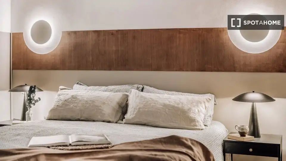 Schlafzimmer von Wohnungen zur untervermieten in Madrid mit Klimaanlage, Terrasse und Möbliert
