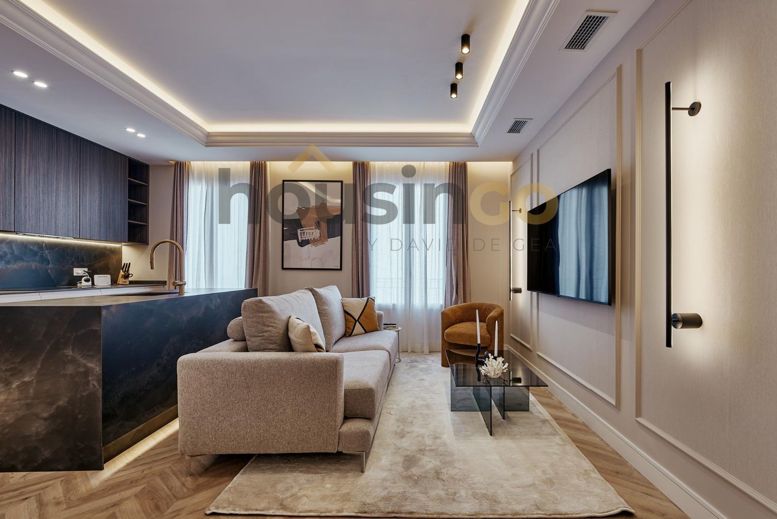 Living room of Flat for sale in  Madrid Capital  with Air Conditioner, Heating and Furnished