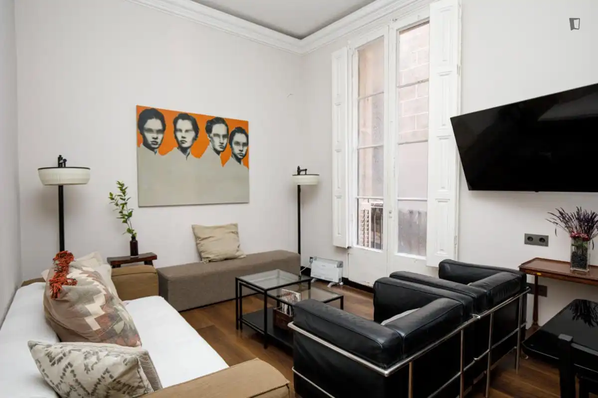 Sala d'estar de Apartament de lloguer en Barcelona amb Aire condicionat, Calefacció i Moblat
