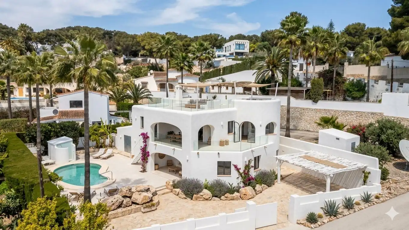 Außenansicht von Haus oder Chalet zum Verkauf in Moraira mit Klimaanlage