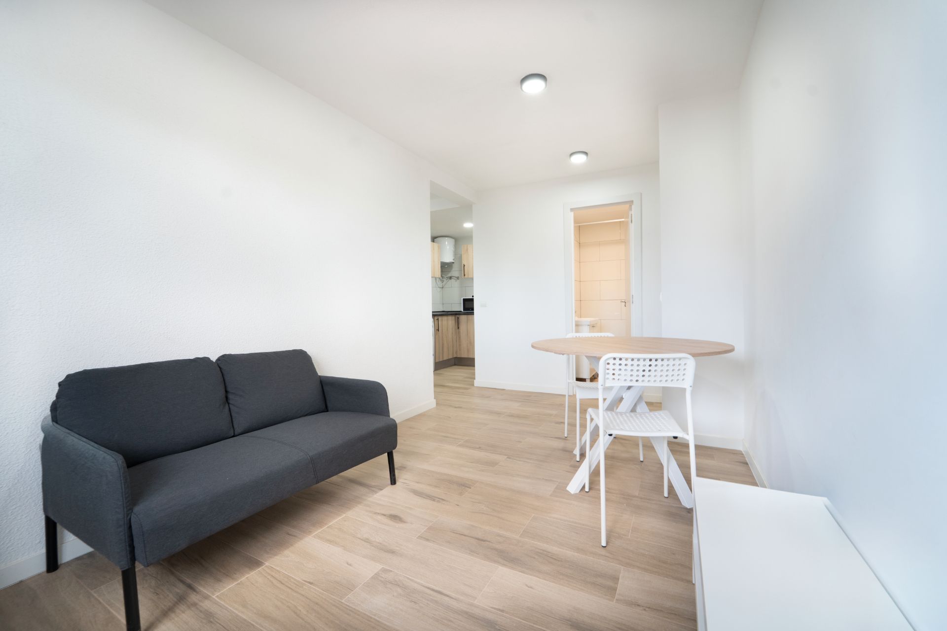 Sala d'estar de Estudi de lloguer en  Madrid Capital amb Calefacció, Moblat i Forn
