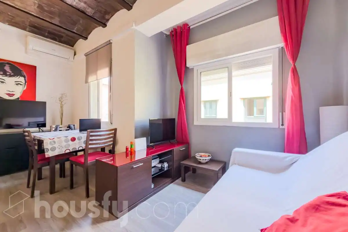 Sala de estar de Piso en venta en Barcelona con Aire acondicionado, Parquet y Amueblado