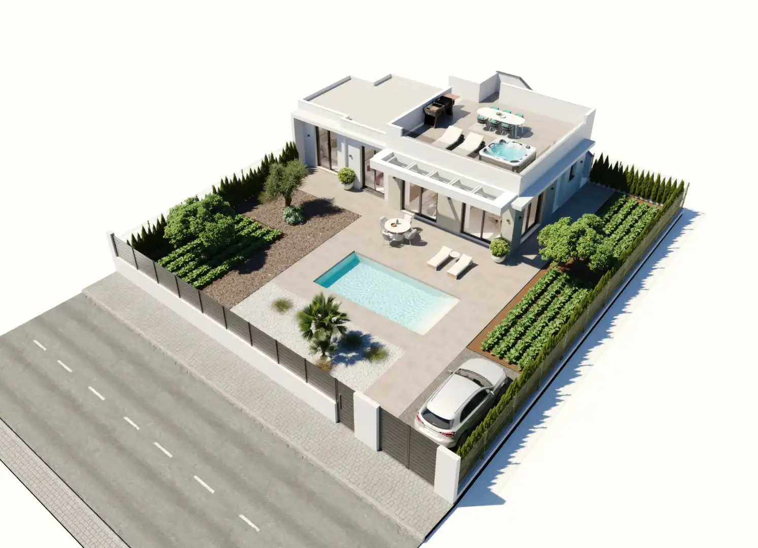 Vista exterior de Casa o xalet en venda en Fuente Álamo de Murcia amb Aire condicionat, Calefacció i Jardí privat