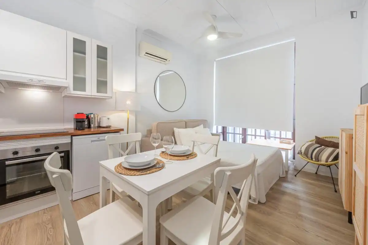 Menjador de Apartament de lloguer en Málaga amb Aire condicionat, Moblat i Forn