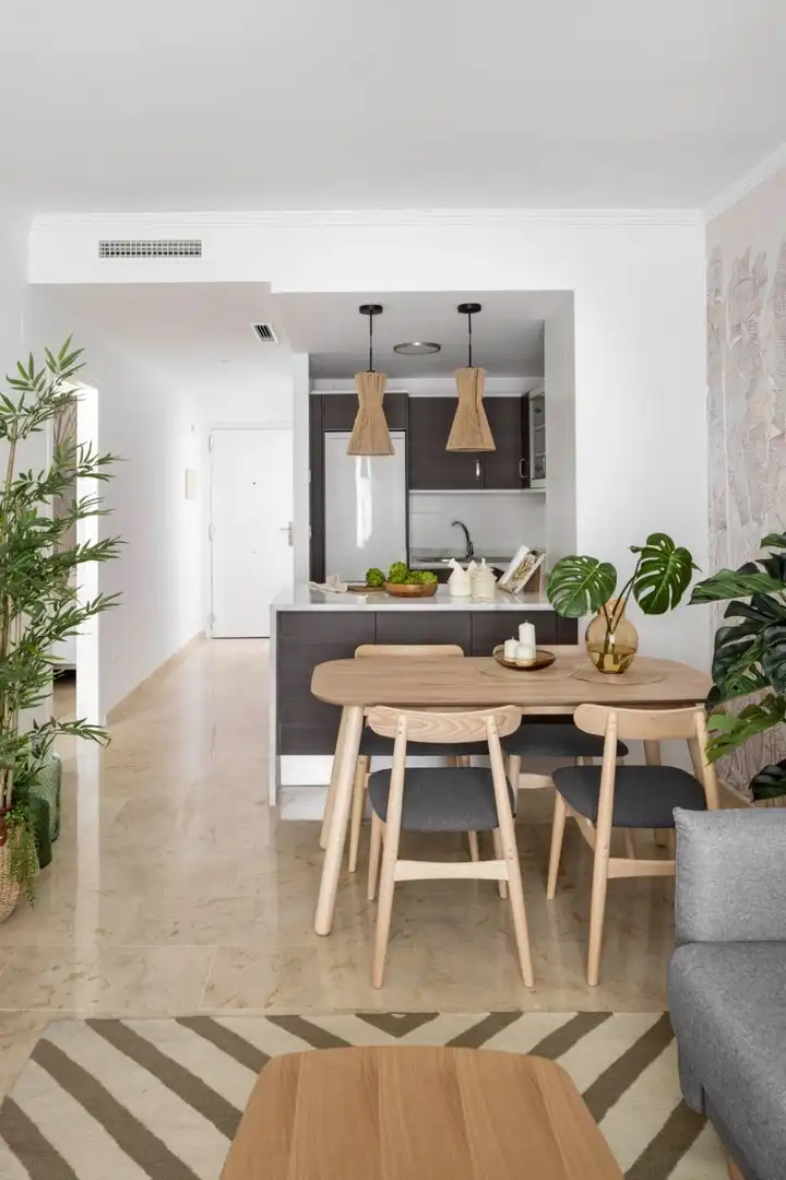 Cuina de Apartament en venda en Manilva amb Aire condicionat, Jardí privat i Terrassa