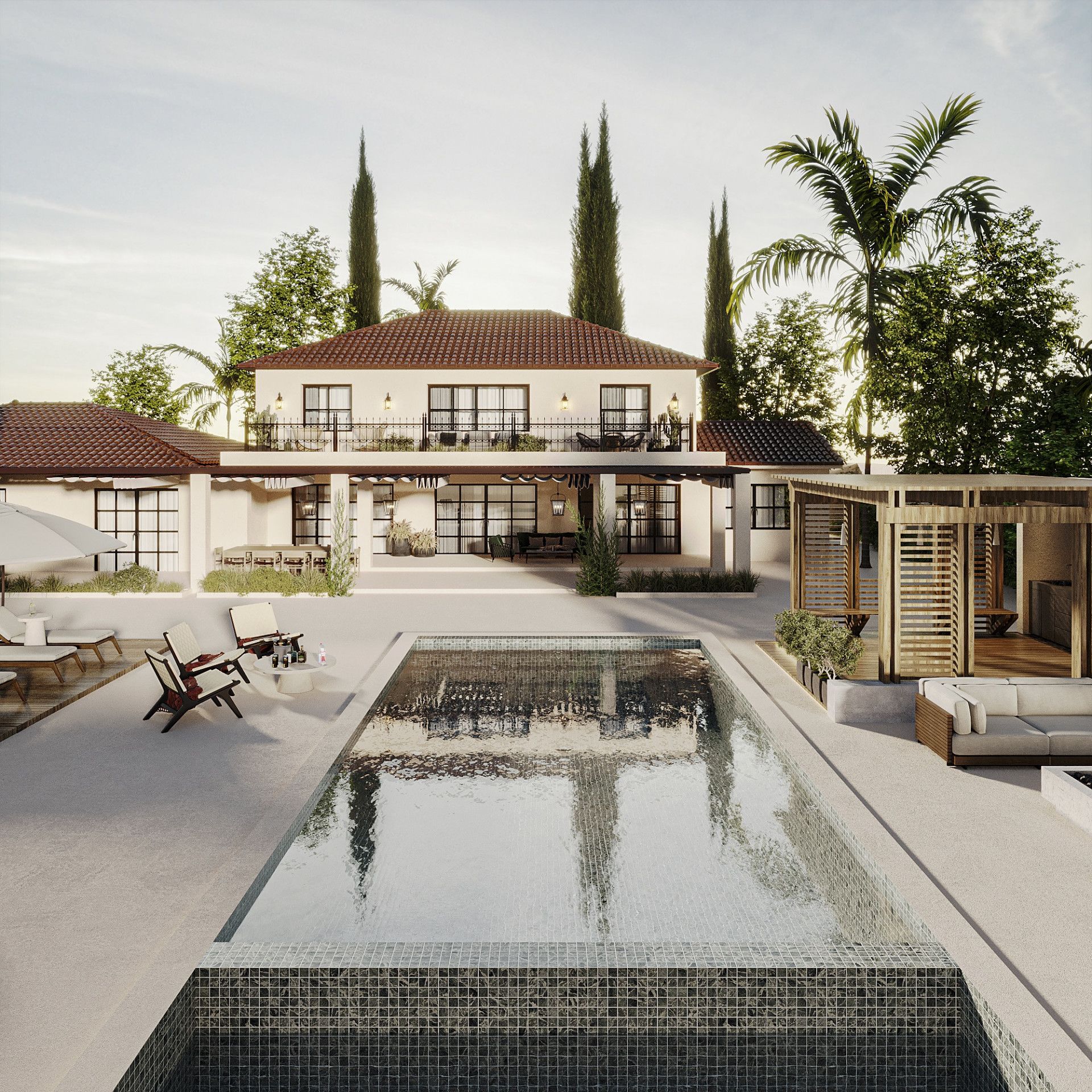 Vista exterior de Casa o xalet en venda en Estepona amb Jardí privat, Terrassa i Piscina