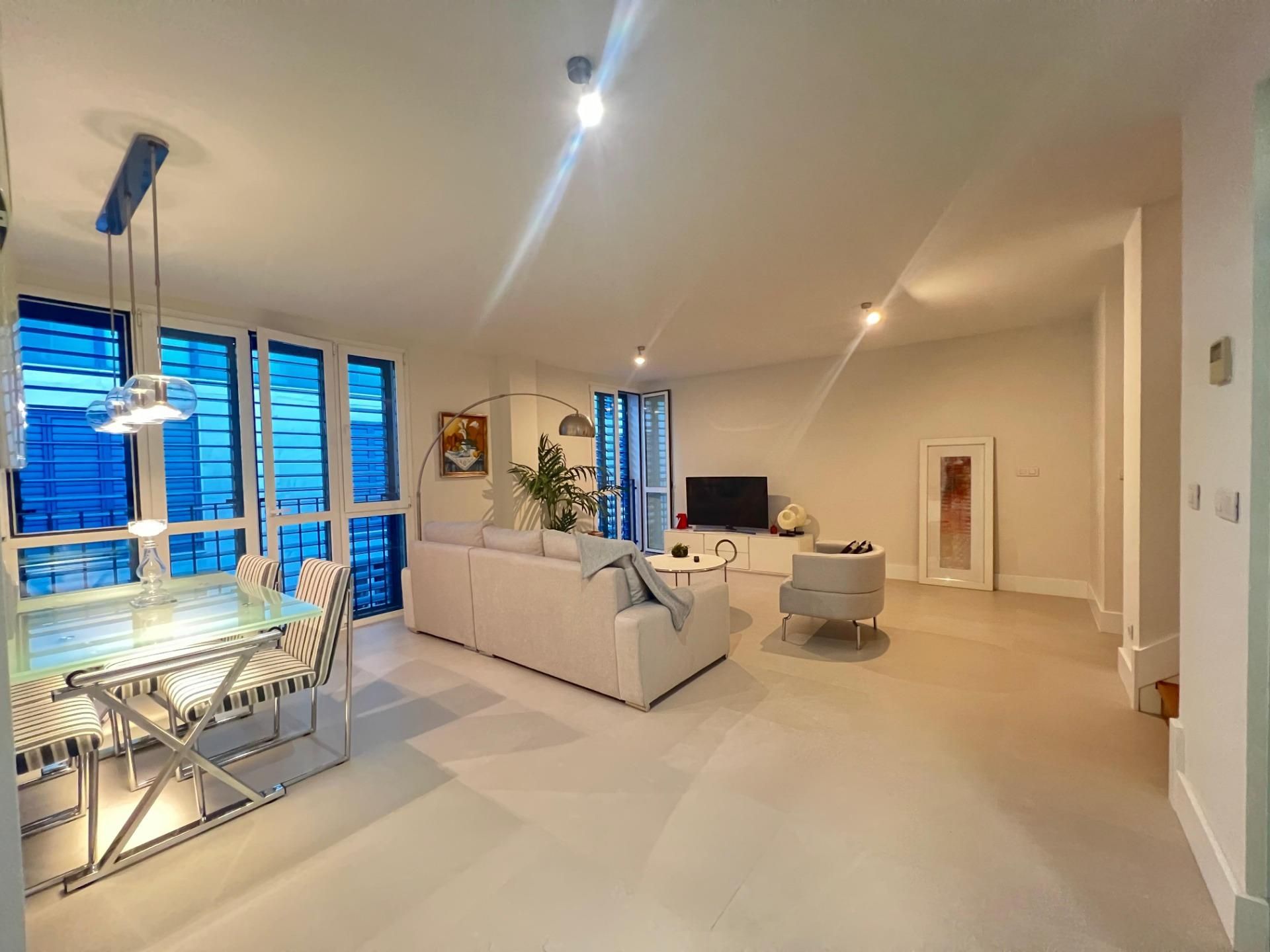 Sala d'estar de Àtic de lloguer en Málaga Capital amb Aire condicionat, Terrassa i Moblat