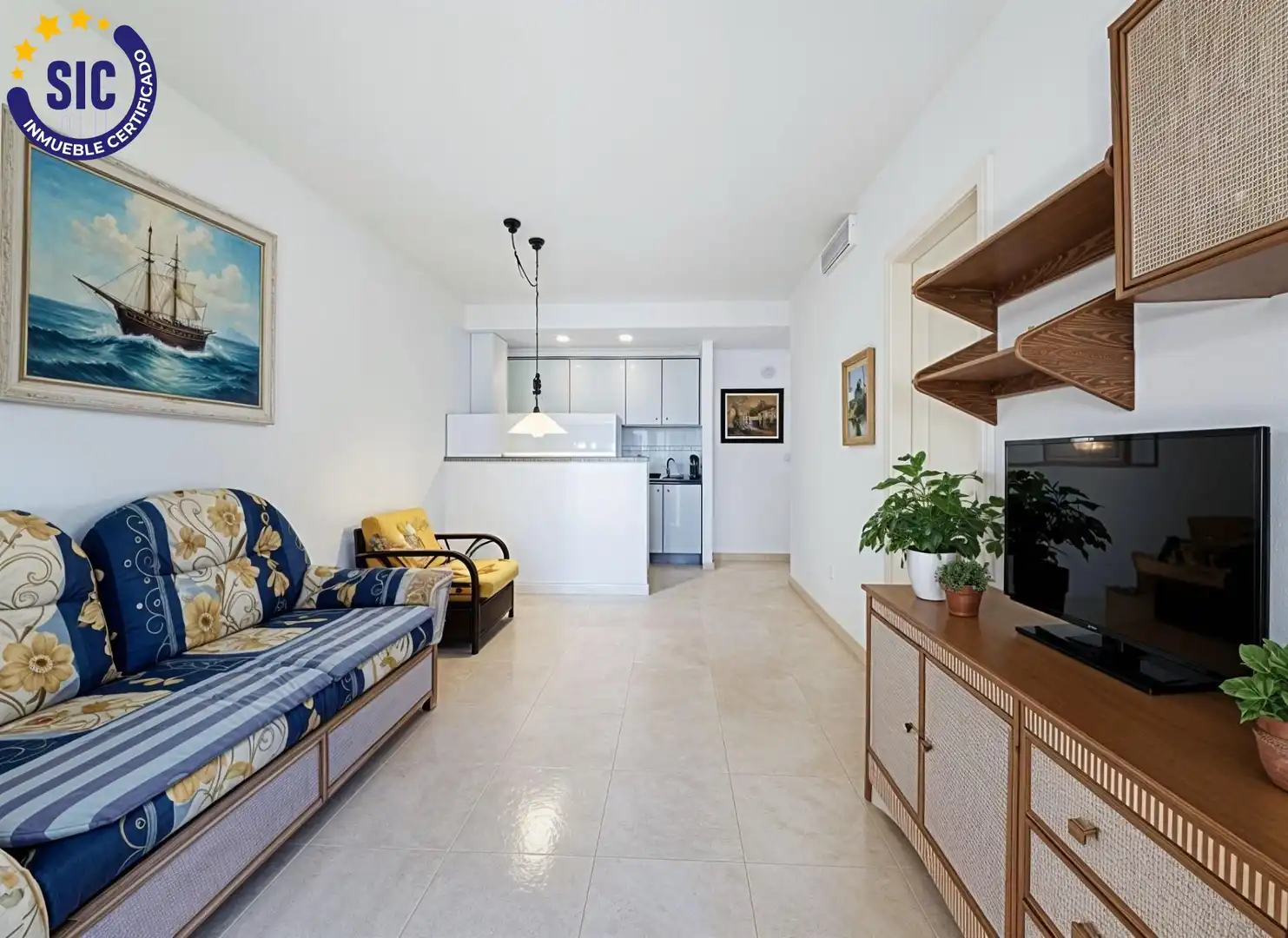 Sala d'estar de Apartament en venda en Calpe / Calp amb Calefacció, Terrassa i Piscina comunitària