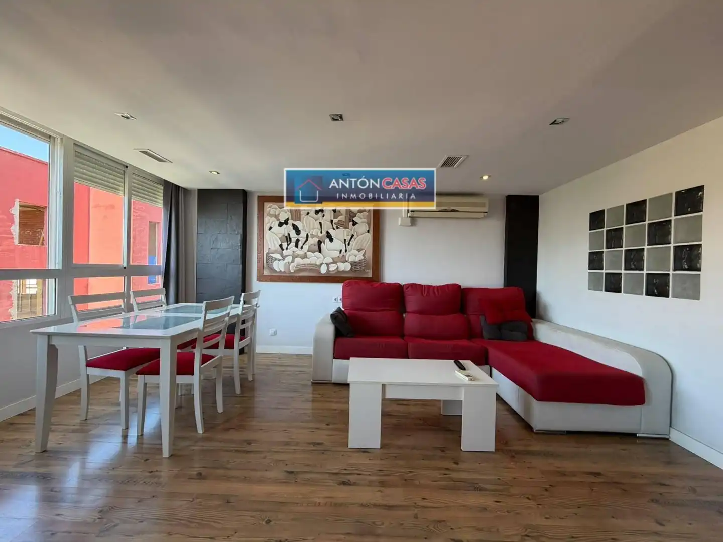 Living room of Flat for sale in Petrer  with Air Conditioner, Parquet flooring and Furnished