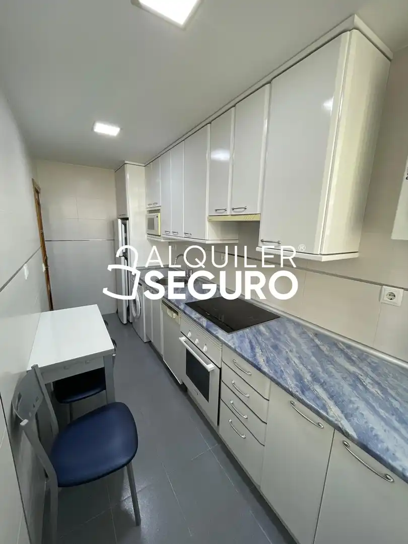 Cuina de Pis de lloguer en Madrid amb Calefacció, Terrassa i Moblat