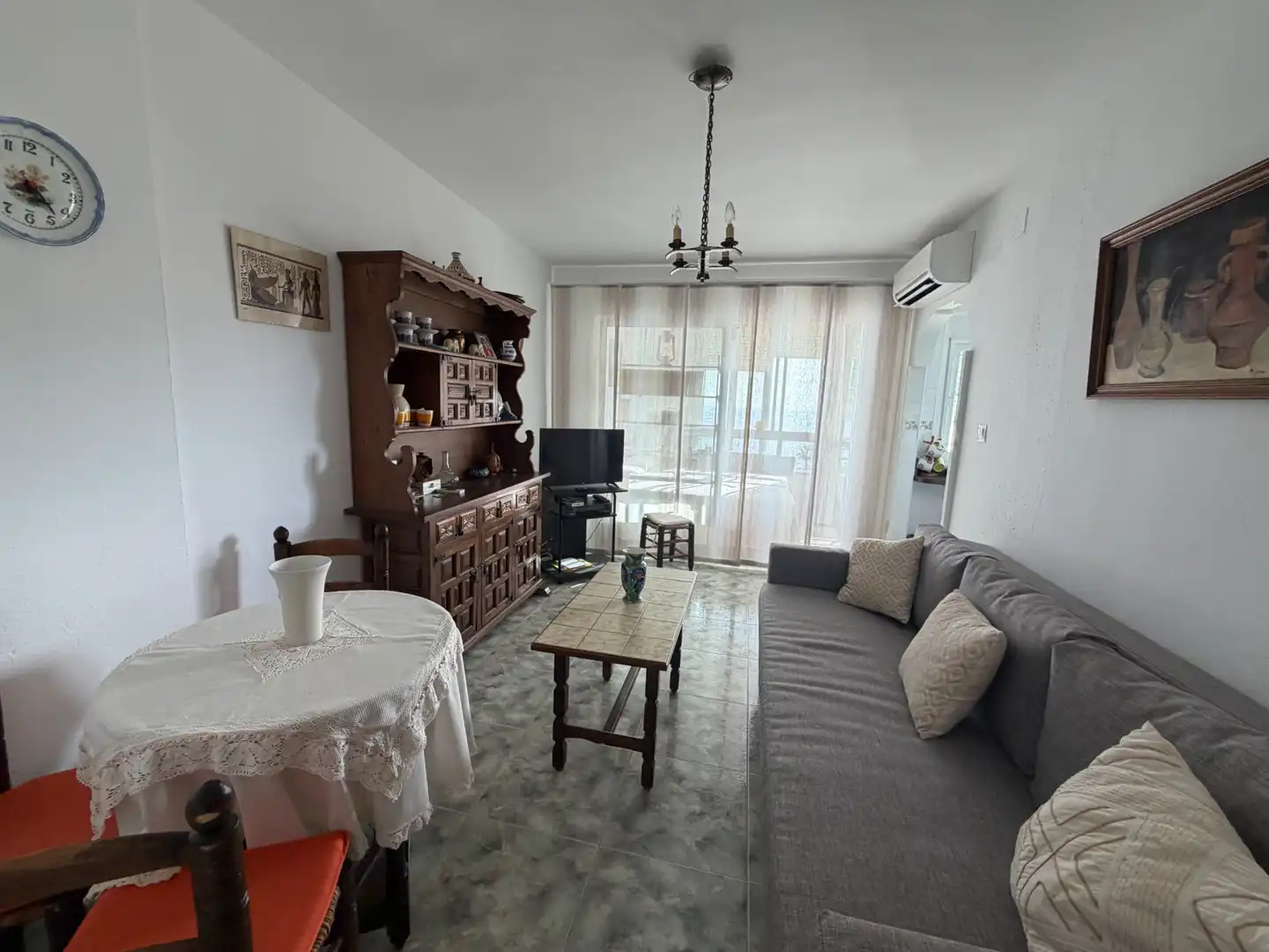 Sala de estar de Apartamento en venta en Algarrobo con Aire acondicionado, Terraza y Amueblado