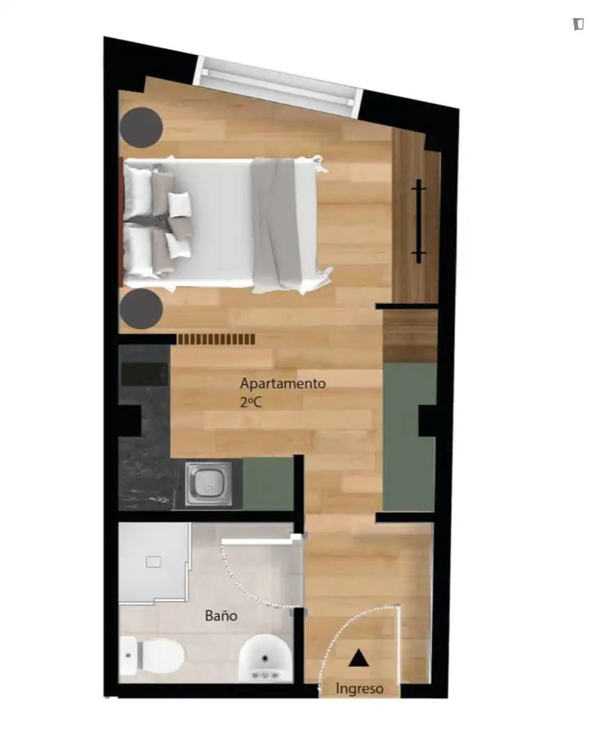 Bedroom of Study for rent in Madrid  with Air Conditioner, Heating and Furnished