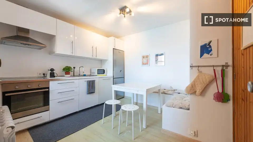 Cuina de Apartament per a compartir en Pollença amb Aire condicionat, Terrassa i Moblat