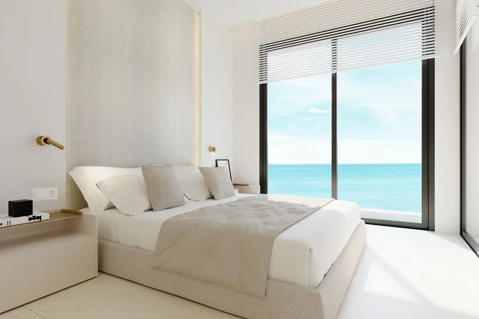 Schlafzimmer von Wohnung zum Verkauf in La Manga del Mar Menor mit Klimaanlage, Heizung und Privatgarten