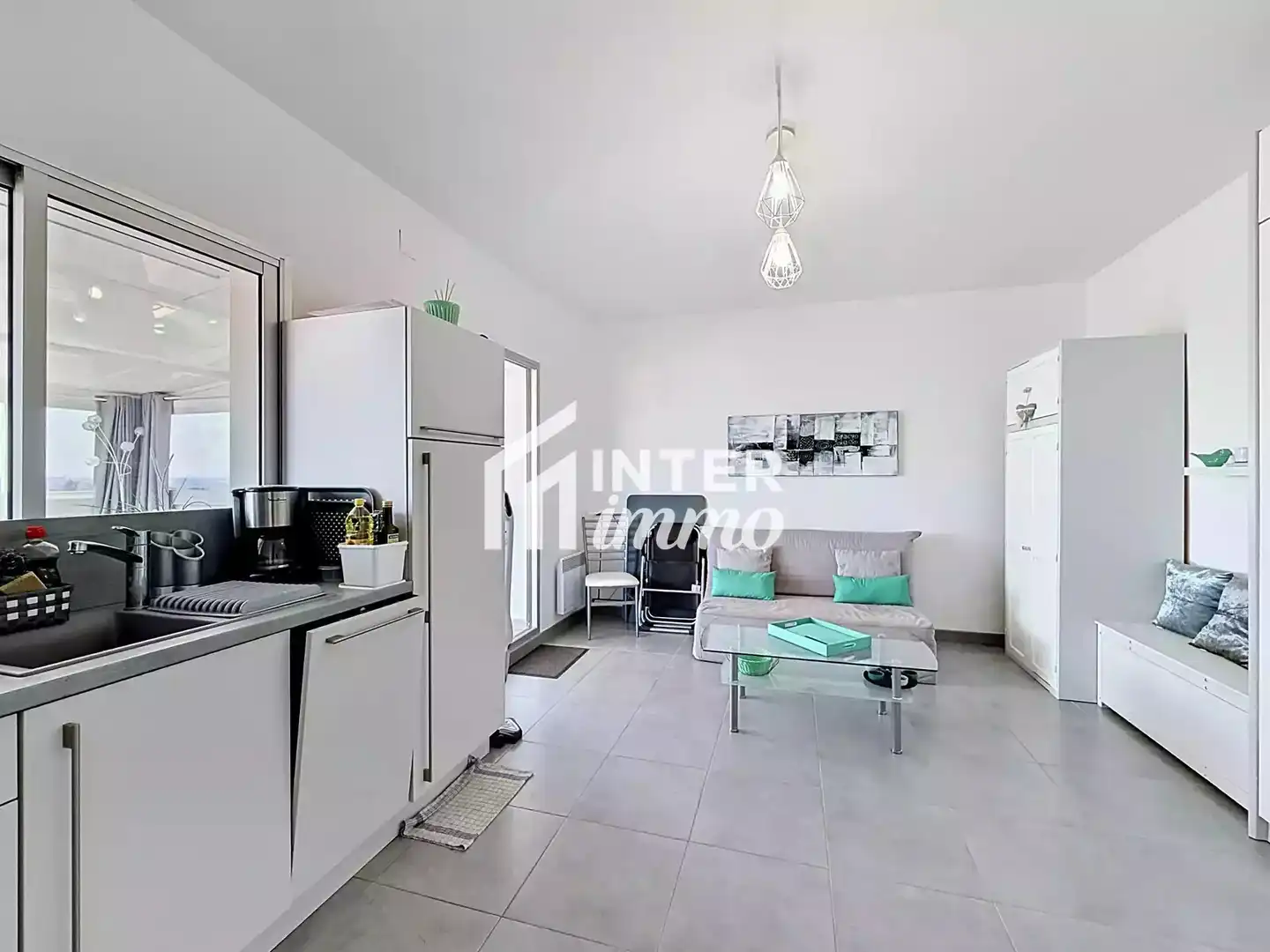 Sala de estar de Apartamento en venta en Roses con Calefacción, Terraza y Amueblado