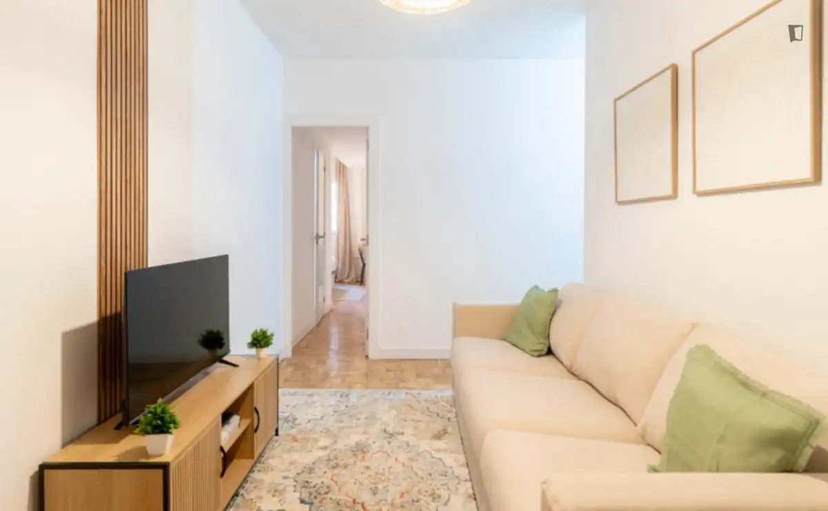 Wohnzimmer von Wohnungen zur untervermieten in Madrid mit Möbliert, Ofen und Waschmaschine