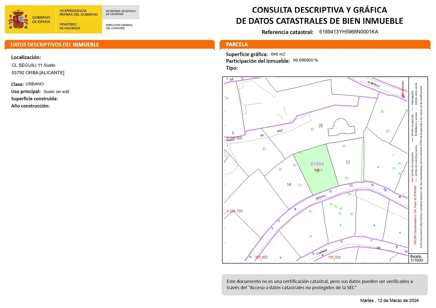 Residential land for sale in Orba