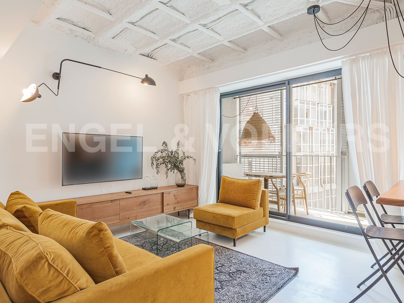 Living room of Apartment to rent in  Barcelona Capital  with Air Conditioner, Heating and Terrace