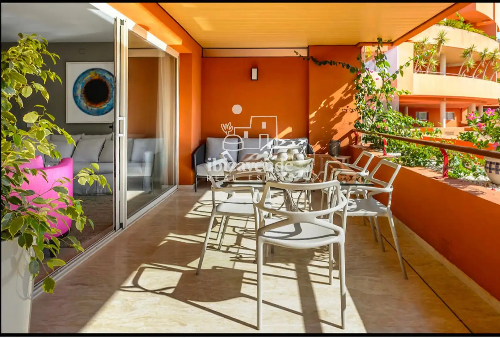 Terrasse von Wohnung zur Miete in Santa Eulària des Riu mit Klimaanlage, Terrasse und Schwimmbad