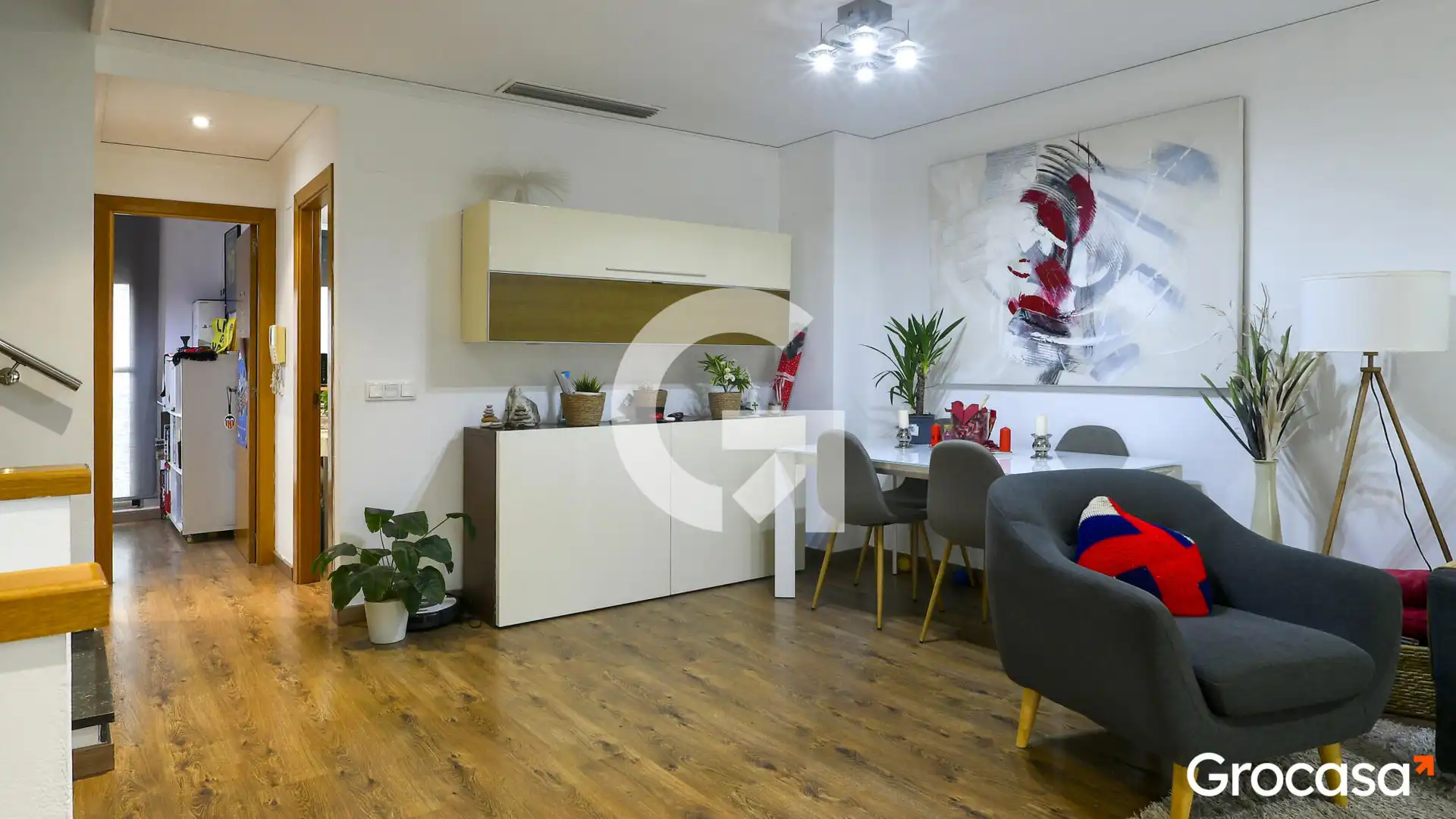 Sala d'estar de Casa adosada en venda en Sagunto / Sagunt amb Aire condicionat, Terrassa i Traster