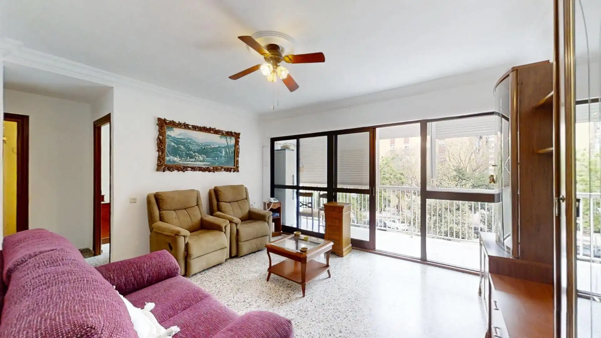 Living room of Flat for sale in Málaga Capital  with Air Conditioner, Terrace and Furnished