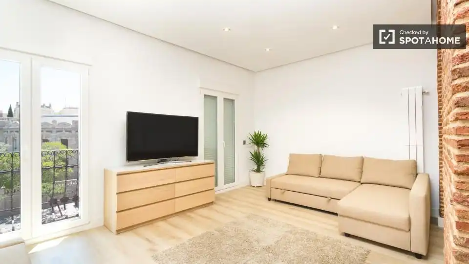 Living room of Flat for rent in Madrid  with Air Conditioner, Heating and Furnished