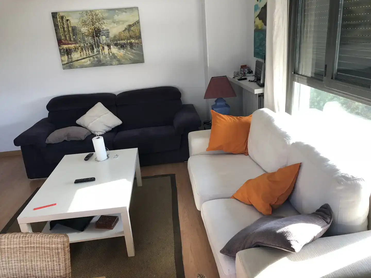 Sala de estar de Piso para compartir en Madrid con Parquet, Piscina y Amueblado