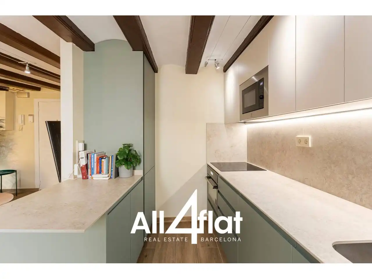 Küche von Wohnung zum Verkauf in Barcelona mit Klimaanlage, Parkett und Möbliert