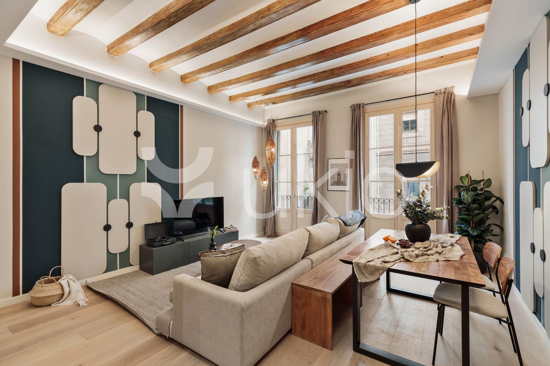 Sala d'estar de Apartament de lloguer en  Barcelona Capital amb Aire condicionat, Calefacció i Moblat