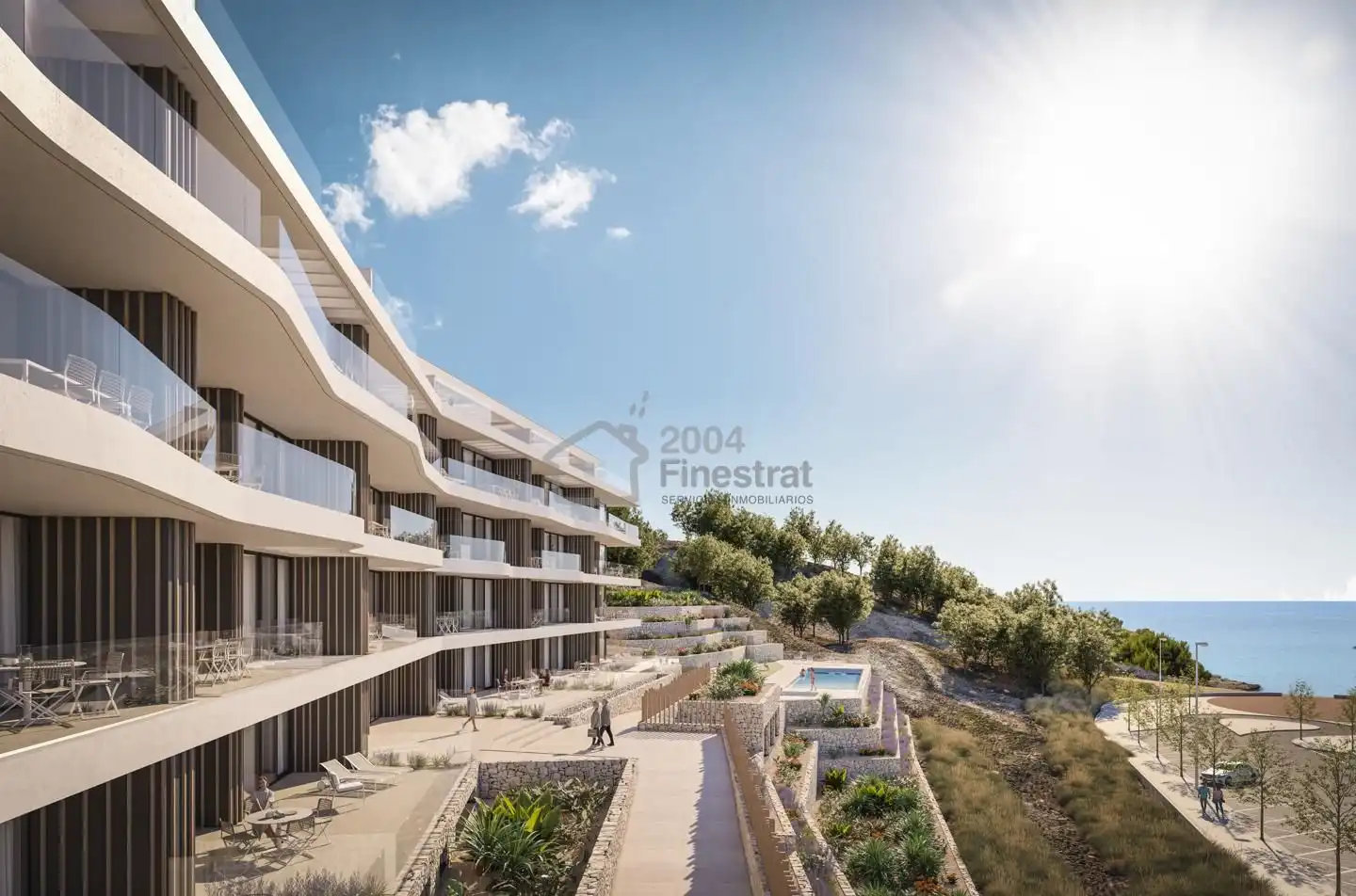 Außenansicht von Wohnungen zum Verkauf in Villajoyosa / La Vila Joiosa mit Klimaanlage, Terrasse und Gemeinschaftspool