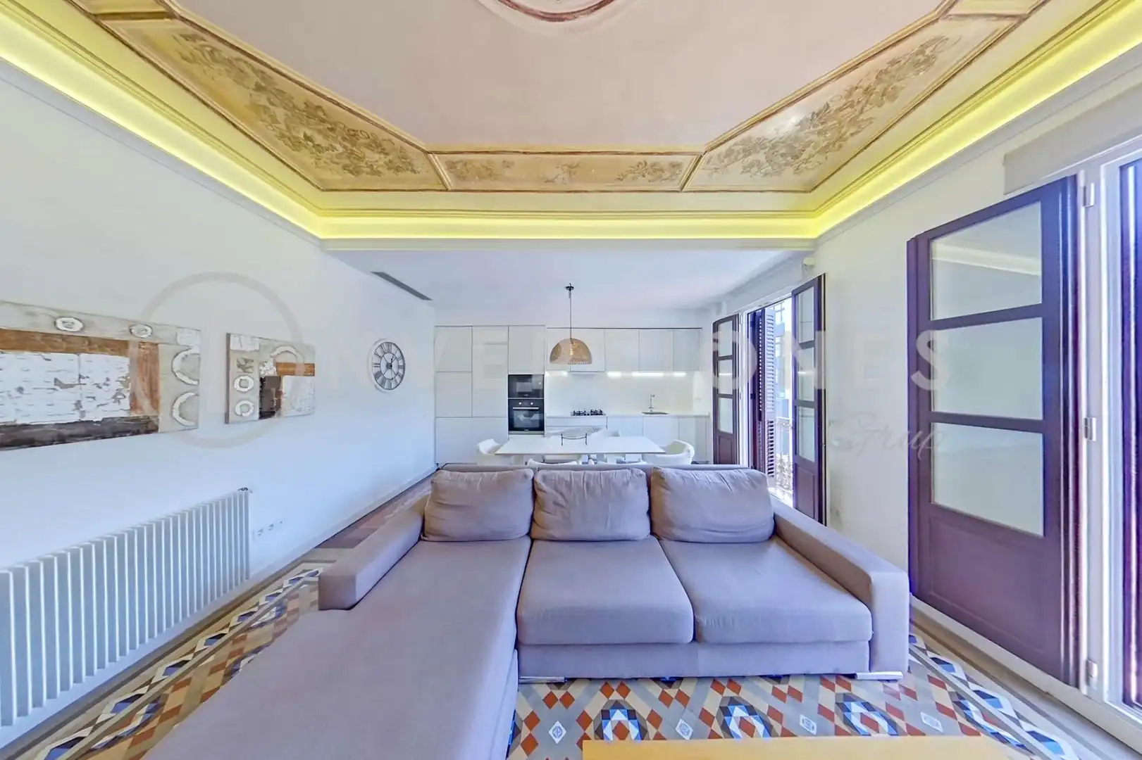 Sala de estar de Apartamento de alquiler en Barcelona con Aire acondicionado, Calefacción y Terraza