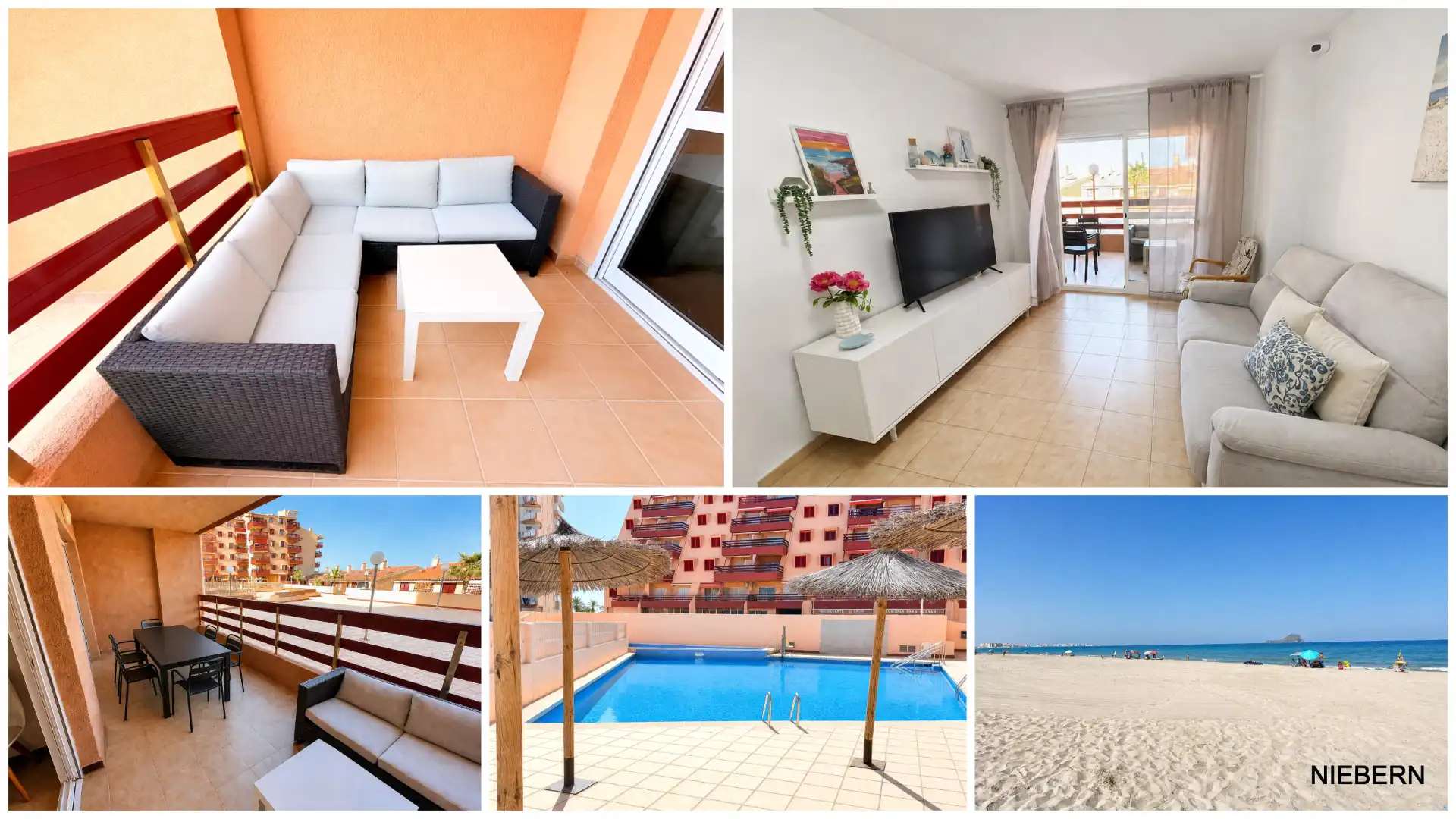 Vista exterior de Pis en venda en La Manga del Mar Menor amb Moblat, Balcó i Piscina comunitària