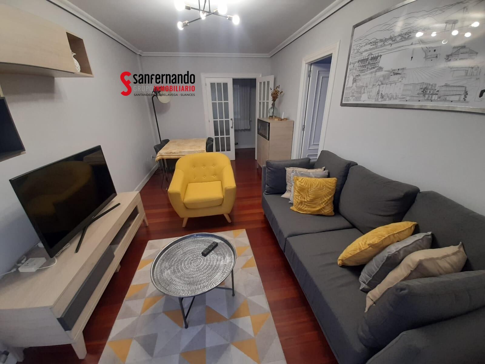 Living room of Flat to rent in Santander  with Heating, Parquet flooring and Balcony