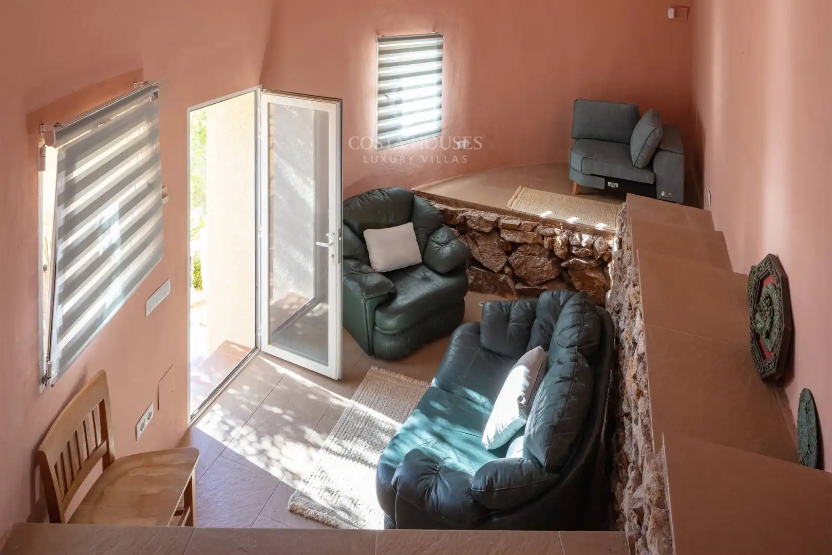 Wohnzimmer von Haus oder Chalet zum Verkauf in Jávea / Xàbia mit Klimaanlage, Privatgarten und Terrasse