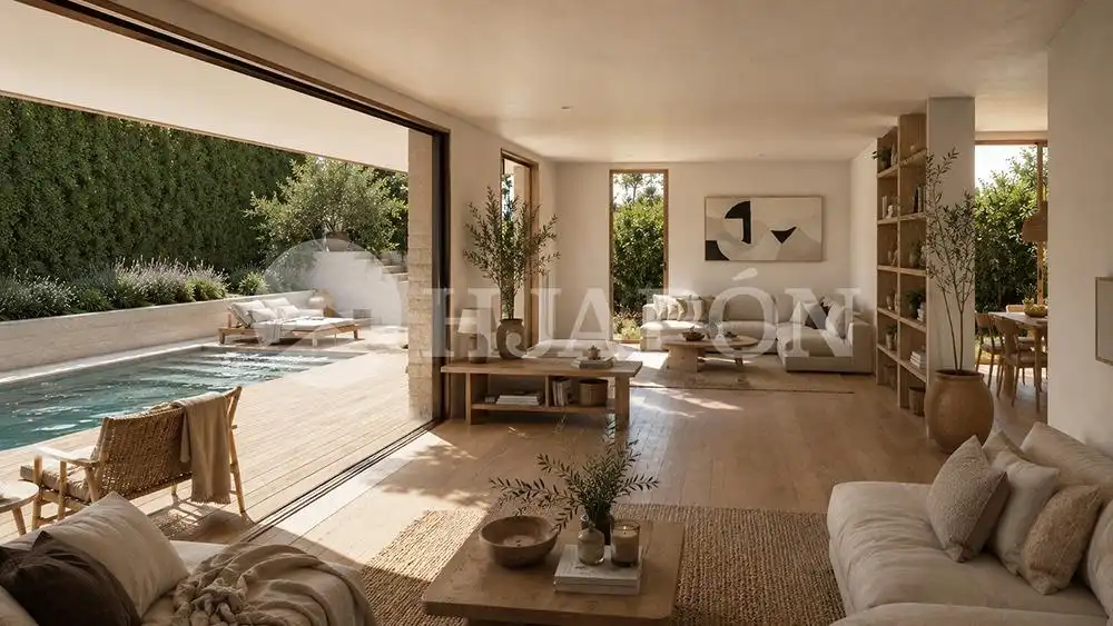 Sala d'estar de Casa o xalet en venda en Alella amb Jardí privat, Terrassa i Piscina