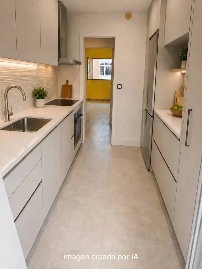 Kitchen of Flat for sale in Madrid  with Private garden, Terrace and Balcony