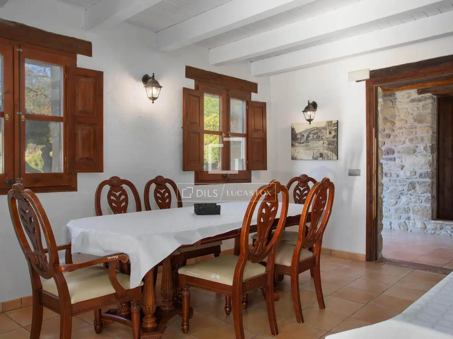 Comedor de Finca rústica en venta en Santa Pau con Jardín privado, Terraza y Trastero