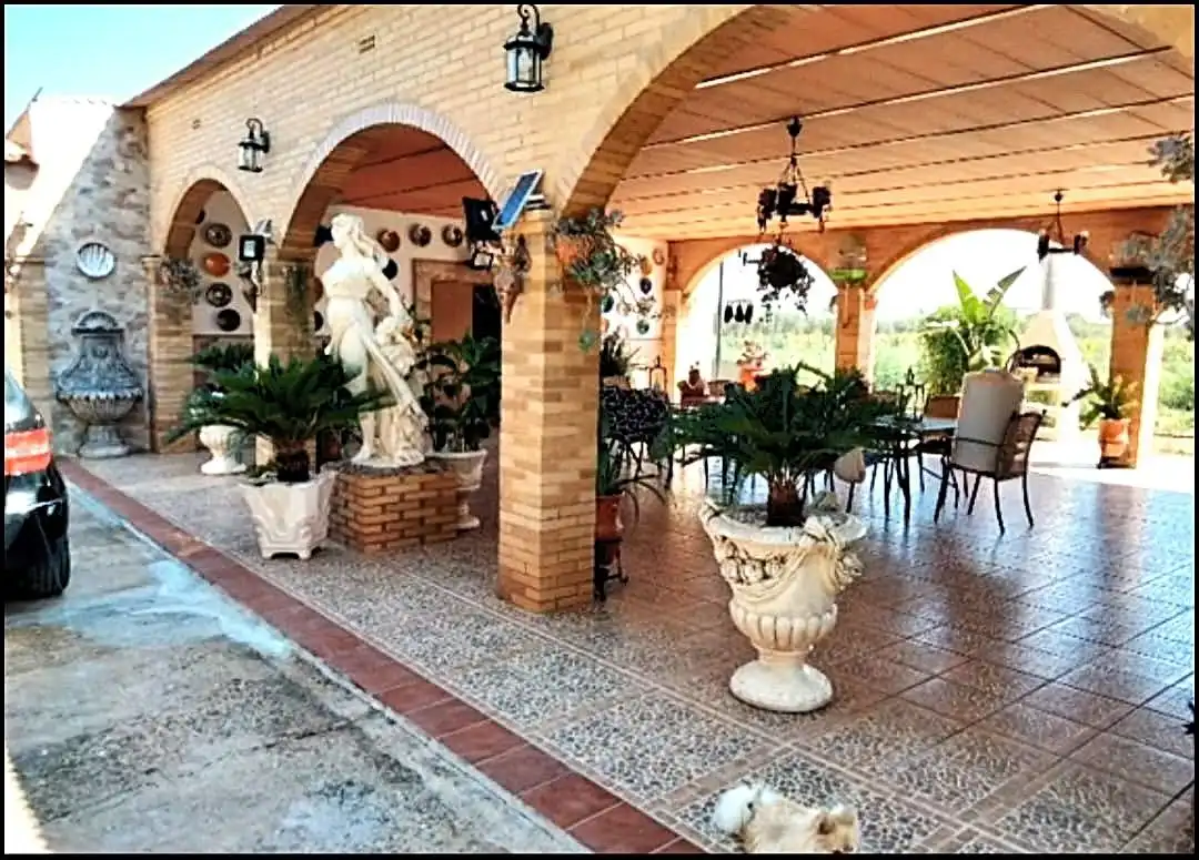 Terraza de Finca rústica en venta en Arroyo de San Serván con Aire acondicionado, Calefacción y Jardín privado