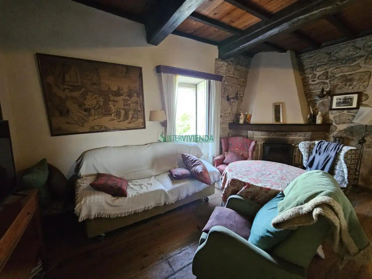 Sala de estar de Finca rústica en venta en A Cañiza   con Calefacción, Jardín privado y Terraza
