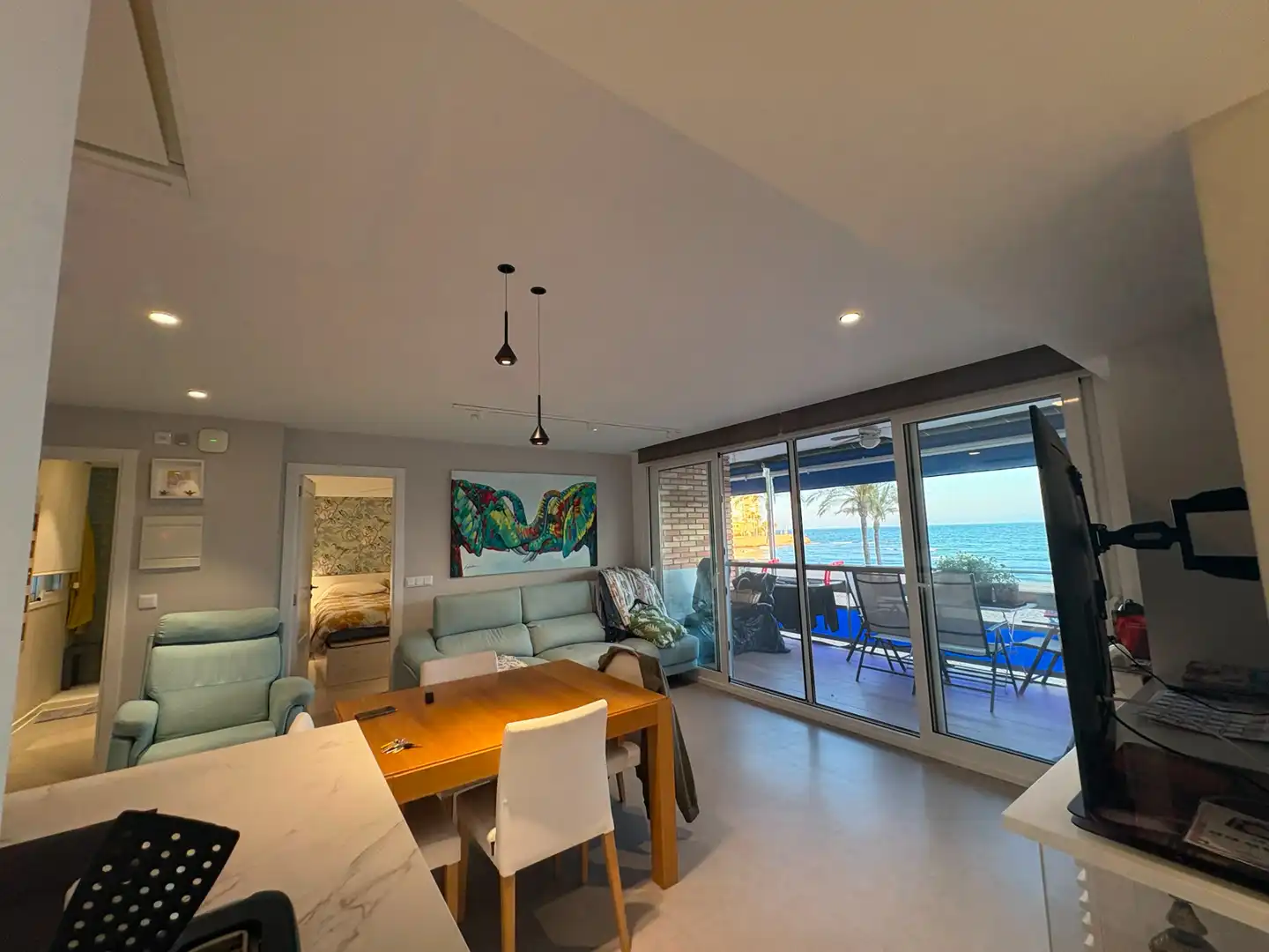 Sala d'estar de Apartament de lloguer en Cullera amb Aire condicionat, Calefacció i Terrassa