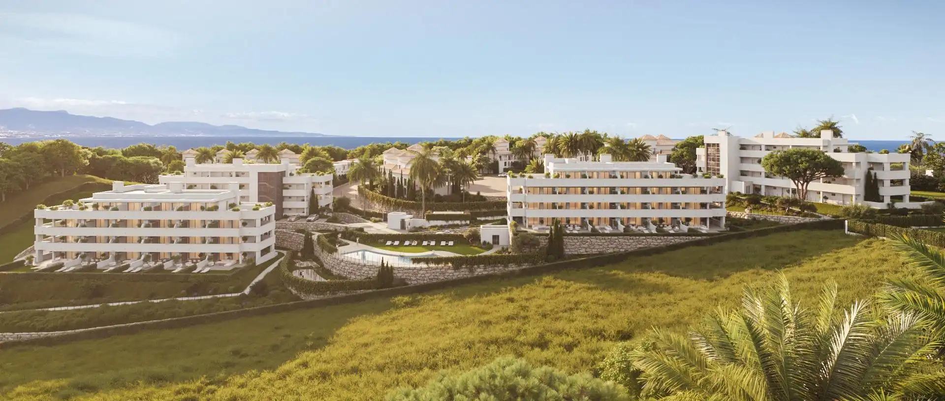 Vista exterior de Pis en venda en Manilva amb Aire condicionat, Terrassa i Piscina comunitària
