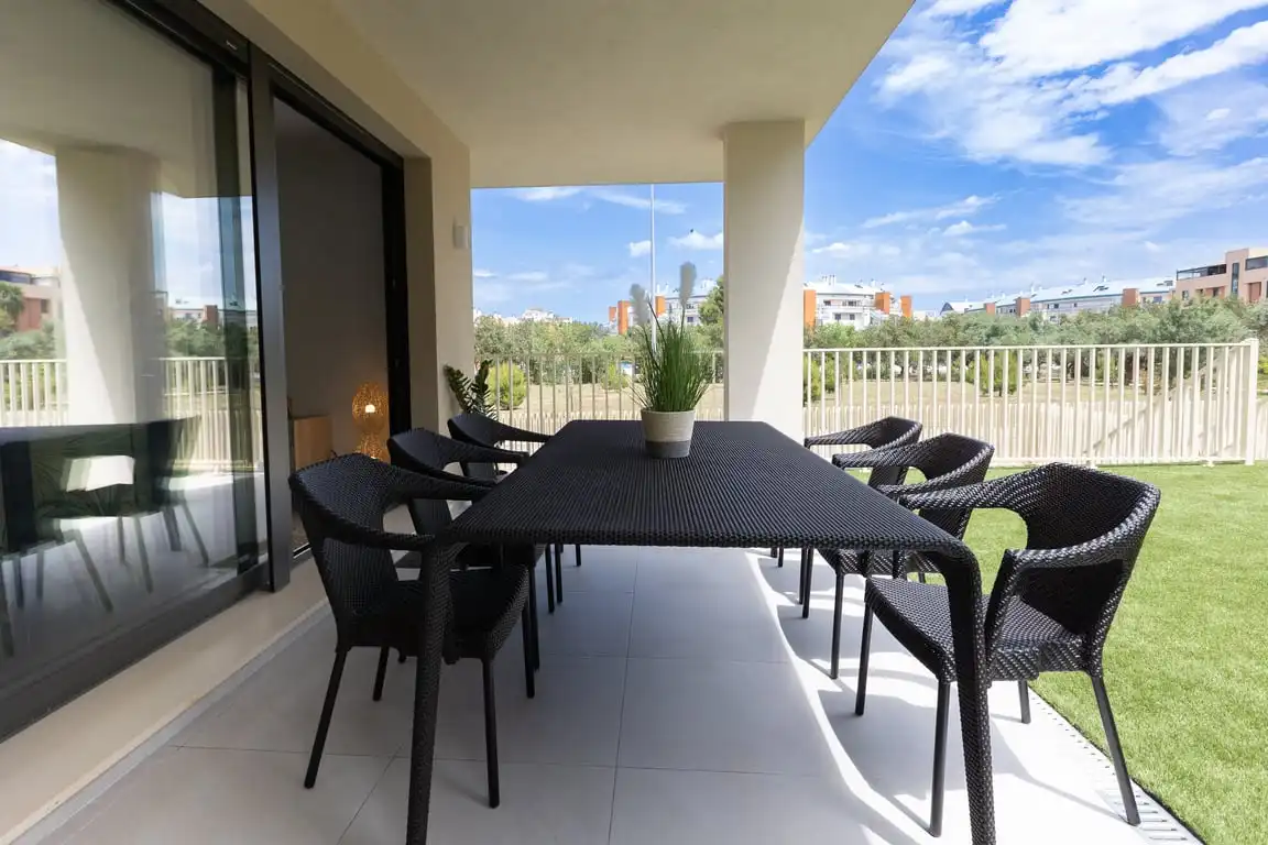Terraza de Apartamento de alquiler en Dénia con Aire acondicionado, Jardín privado y Terraza