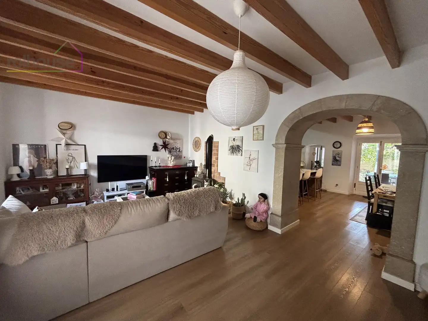Living room of Country homes for rent in Binissalem  with Air Conditioner, Parquet flooring and Terrace