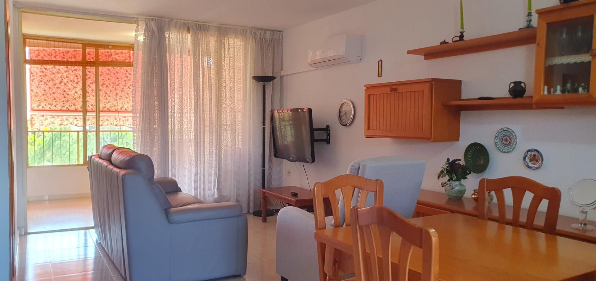 Sala d'estar de Apartament de lloguer en Alicante / Alacant amb Aire condicionat, Jardí privat i Terrassa