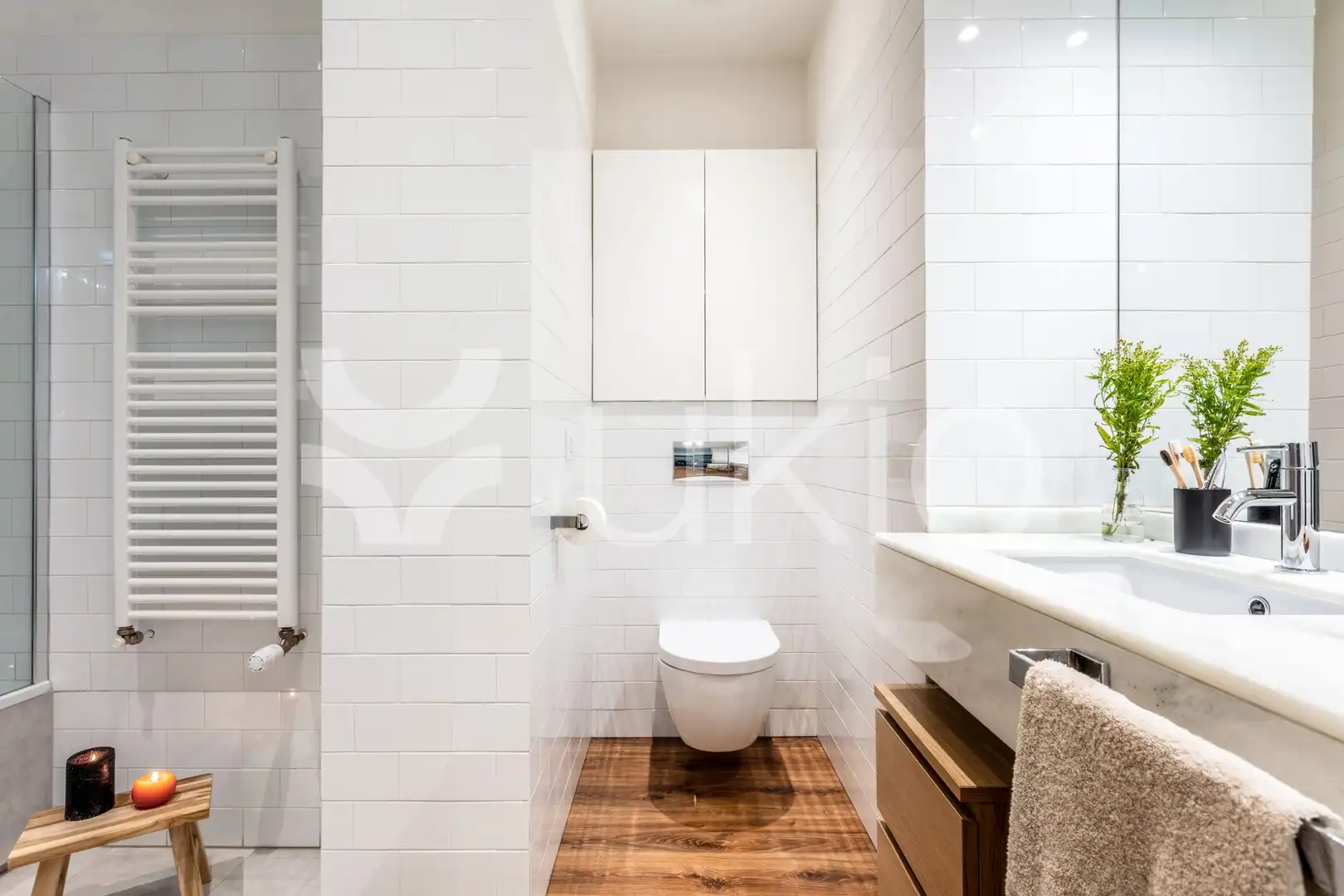 Baño de Apartamento de alquiler en Madrid con Aire acondicionado, Horno y Lavadora